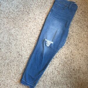 Madewell Blue Skinny Jeans with Fading and Whiskering
